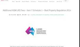 
							         Additional NSW LRS Fees – Item 7 Schedule 1 – Real Property ... - EAC								  
							    