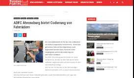 
							         ADFC Ahrensburg bietet Codierung von Fahrrädern | Ahrensburg Portal								  
							    