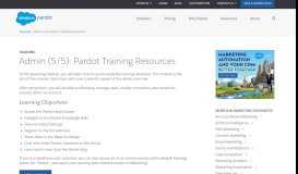 
							         Admin (5/5): Pardot Training Resources | Salesforce Pardot								  
							    
