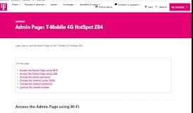 
							         Admin Page: T-Mobile 4G HotSpot Z64 | T-MOBILE SUPPORT								  
							    