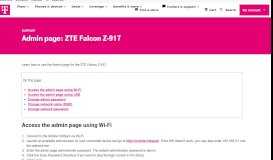 
							         Admin page: ZTE Falcon Z-917 | T-MOBILE SUPPORT								  
							    