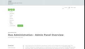 
							         Administration Overview - Using the Admin Panel | Duo Security								  
							    