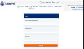 
							         Admiral Customer Portal - Login								  
							    