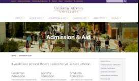 
							         Admission and Aid | Cal Lutheran - California Lutheran University								  
							    