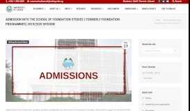 
							         Admission into the School of Foundation Studies ( formerly ... - Unilag								  
							    