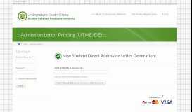 
							         Admission Letter Printing (UTME/DE) - IBB University Official Website								  
							    