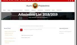
							         Admission List 2018/2019 – Auchi Polytechnic, Auchi								  
							    