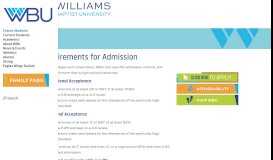 
							         Admission Requirements & Staff - Williams Baptist University								  
							    
