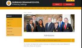 
							         Admissions - Burnham Grammar School								  
							    