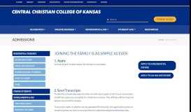 
							         Admissions - Central Christian College of Kansas								  
							    