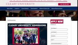
							         Admissions | Cleary University								  
							    
