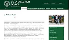 
							         Admissions - De La Salle High School								  
							    