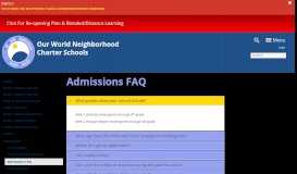 
							         Admissions FAQ | Our World Neighborhood Charter School								  
							    