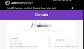 
							         Admissions - Leeds Beckett University								  
							    