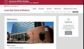 
							         Admissions | Lewis Katz School of Medicine at Temple University								  
							    
