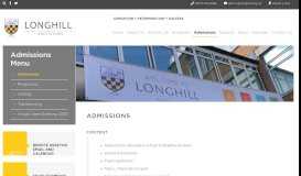
							         Admissions - Longhill High School								  
							    