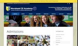 
							         Admissions – Manshead CE Academy - Manshead School								  
							    