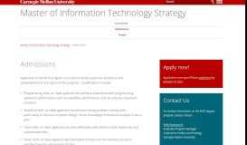 
							         Admissions - Master of Information Technology Strategy - Carnegie ...								  
							    