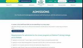 
							         Admissions | Medical Training College								  
							    