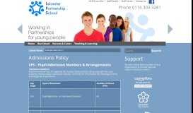 
							         Admissions Policy | Leicester Partnership School								  
							    