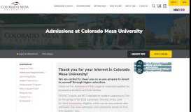 
							         Admissions Requirements - Admissions | Colorado Mesa Univ.								  
							    