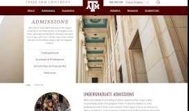 
							         Admissions - Texas A&M University, College Station, TX								  
							    