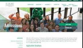 
							         Admissions | University of Arkansas at Monticello								  
							    