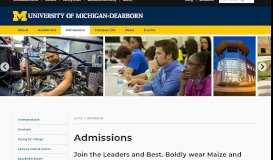 
							         Admissions - University of Michigan-Dearborn								  
							    