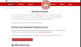 
							         Admitted Freshmen - Illinois State University								  
							    