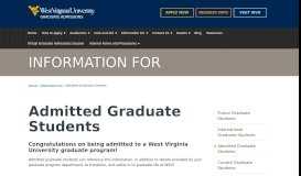 
							         Admitted Graduate Students | Graduate Admissions | West Virginia ...								  
							    