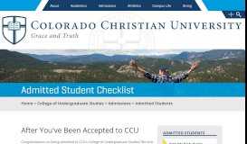 
							         Admitted Student Checklist | Colorado Christian University								  
							    
