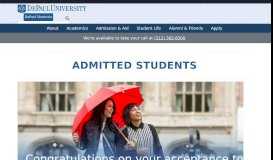
							         Admitted Students | Admission & Aid | DePaul University, Chicago								  
							    