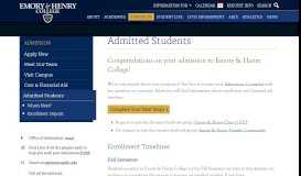 
							         Admitted Students • Admission • Emory & Henry								  
							    