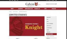 
							         Admitted Students - Admissions | Calvin College								  
							    