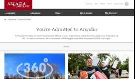 
							         Admitted Students - Arcadia University								  
							    