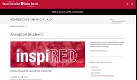 
							         Admitted Students – CSB/SJU - College of Saint Benedict								  
							    