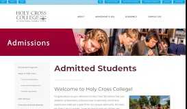 
							         Admitted Students - Holy Cross College Notre Dame, Indiana								  
							    