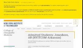 
							         Admitted Students: Jonesboro, AR (NYITCOM @ A-State) | College of ...								  
							    
