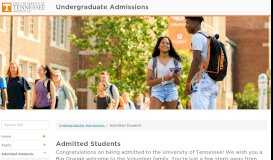 
							         Admitted Students | Undergraduate Admissions - UTK Admissions								  
							    