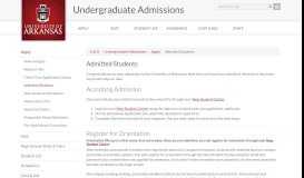 
							         Admitted Students | University of Arkansas								  
							    