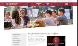 
							         Admitted Students | Westmont College								  
							    