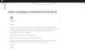 
							         Adobe Campaign Certification Portal Query | Adobe Community ...								  
							    