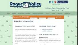 
							         Adoption Information - Rogue Valley Humane Society								  
							    