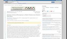 
							         Adoption of Secure Messaging in a Patient Portal across Pediatric ...								  
							    