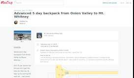 
							         Advanced 5 day backpack from Onion Valley to Mt. Whitney | Meetup								  
							    
