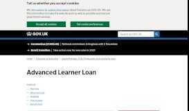 
							         Advanced Learner Loan - GOV.UK								  
							    