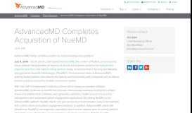 
							         AdvancedMD Completes Acquisition of NueMD - AdvancedMD								  
							    