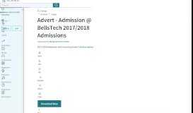 
							         Advert - Admission @ BellsTech 2017/2018 Admissions | University ...								  
							    