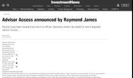 
							         Advisor Access announced by Raymond James ...								  
							    