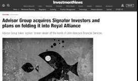 
							         Advisor Group acquires Signator Investors and plans on ...								  
							    
